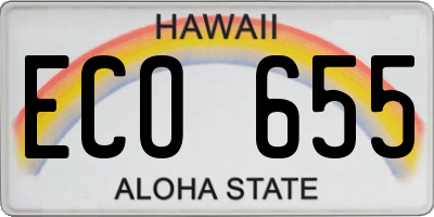 HI license plate ECO655