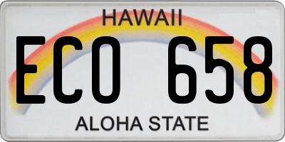 HI license plate ECO658
