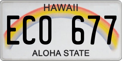 HI license plate ECO677