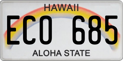 HI license plate ECO685