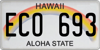 HI license plate ECO693