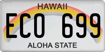 HI license plate ECO699