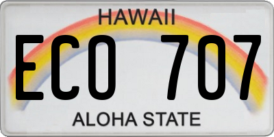 HI license plate ECO707