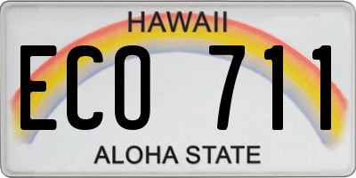 HI license plate ECO711