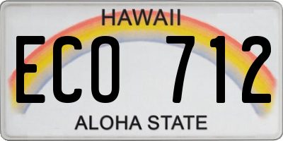 HI license plate ECO712