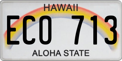HI license plate ECO713