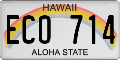 HI license plate ECO714