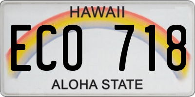 HI license plate ECO718
