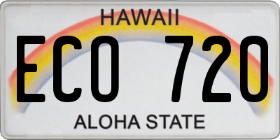 HI license plate ECO720