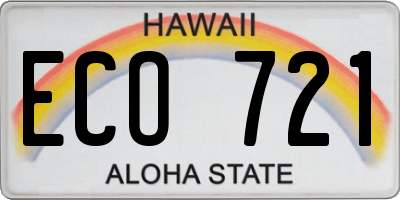 HI license plate ECO721
