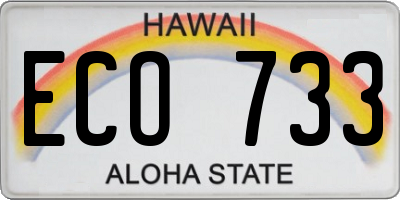 HI license plate ECO733