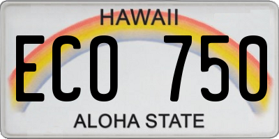 HI license plate ECO750
