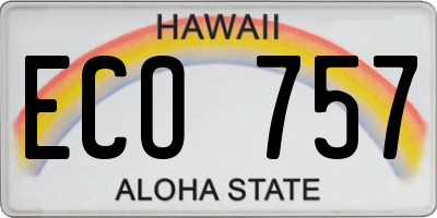 HI license plate ECO757