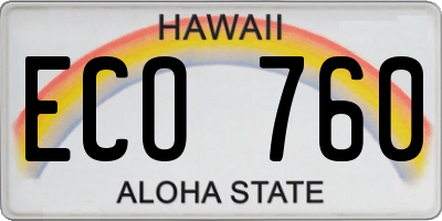 HI license plate ECO760