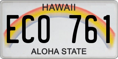 HI license plate ECO761