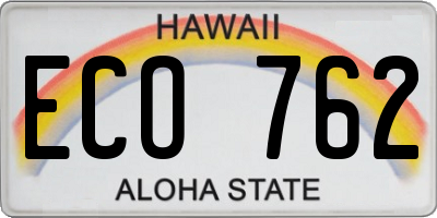 HI license plate ECO762