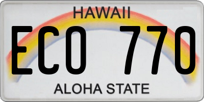 HI license plate ECO770