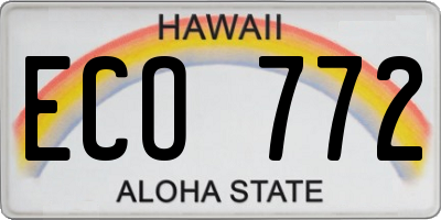 HI license plate ECO772