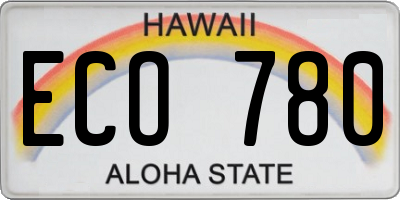 HI license plate ECO780