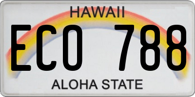 HI license plate ECO788