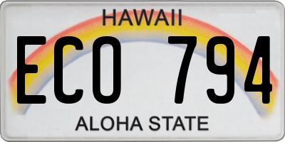 HI license plate ECO794