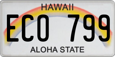 HI license plate ECO799