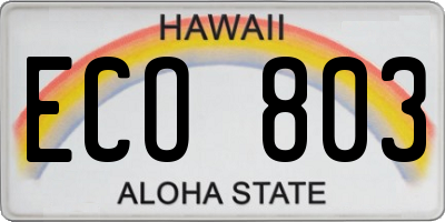 HI license plate ECO803
