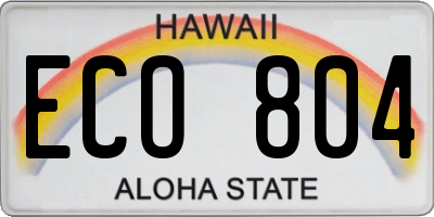 HI license plate ECO804