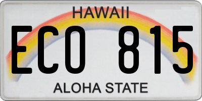 HI license plate ECO815