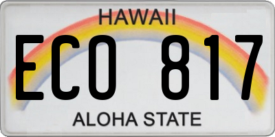 HI license plate ECO817