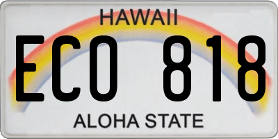 HI license plate ECO818