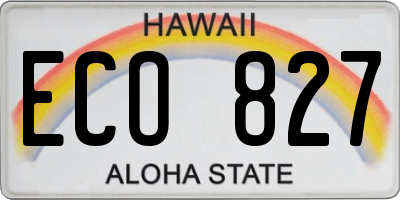 HI license plate ECO827