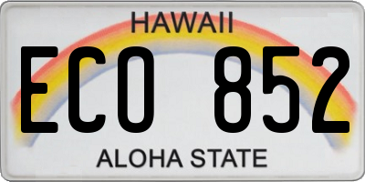 HI license plate ECO852