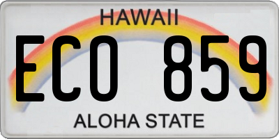 HI license plate ECO859