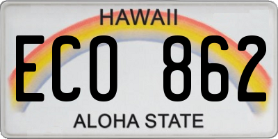 HI license plate ECO862