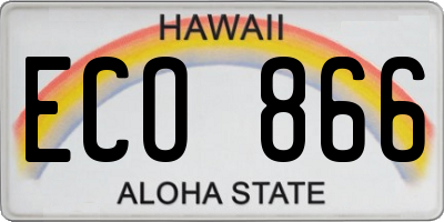 HI license plate ECO866