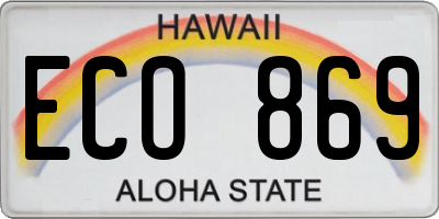 HI license plate ECO869