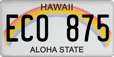 HI license plate ECO875