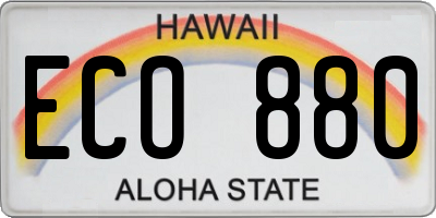 HI license plate ECO880