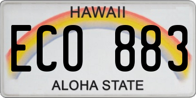 HI license plate ECO883