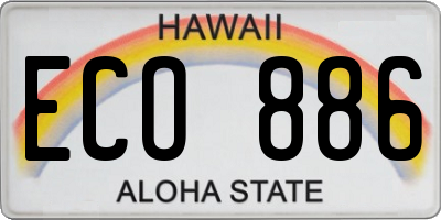 HI license plate ECO886