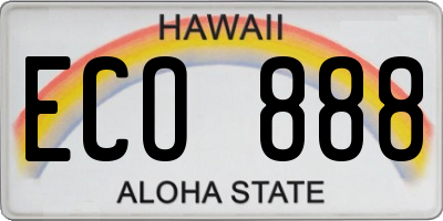 HI license plate ECO888