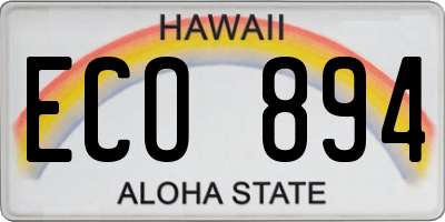HI license plate ECO894