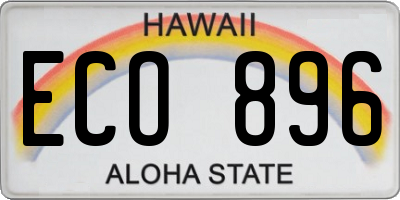 HI license plate ECO896