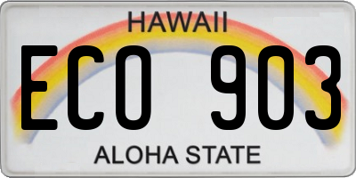HI license plate ECO903