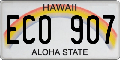 HI license plate ECO907