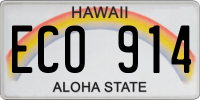 HI license plate ECO914