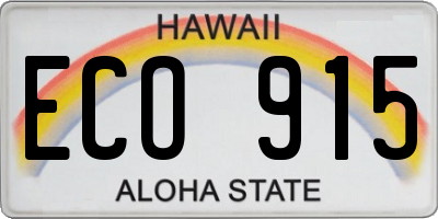 HI license plate ECO915