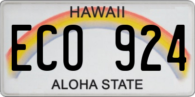 HI license plate ECO924