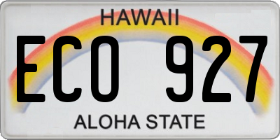 HI license plate ECO927